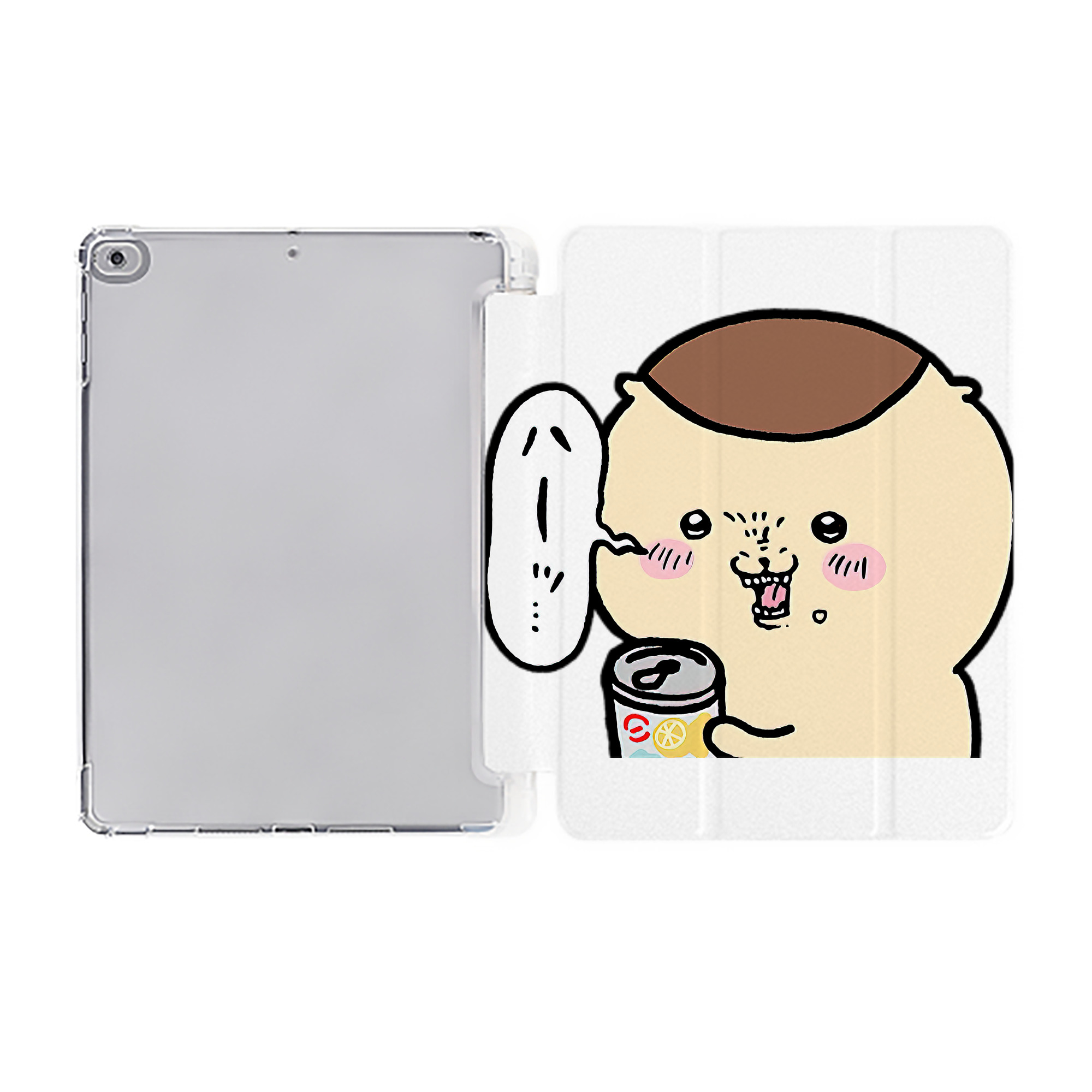 （画像用） ちいかわ くりまんじゅう Chii-kawa kuri manjū IPad ケース ペン収納付き 三つ折りスタンド PUレザー×シリコン 対応機種9.5/10.5/10.9インチ